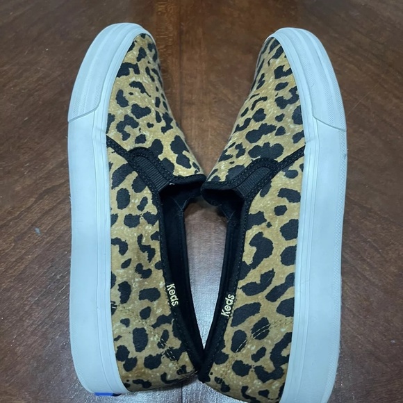 Keds Womens Double Decker Leopard Print Canvas Slip On Sneakers - Picture 10 of 12